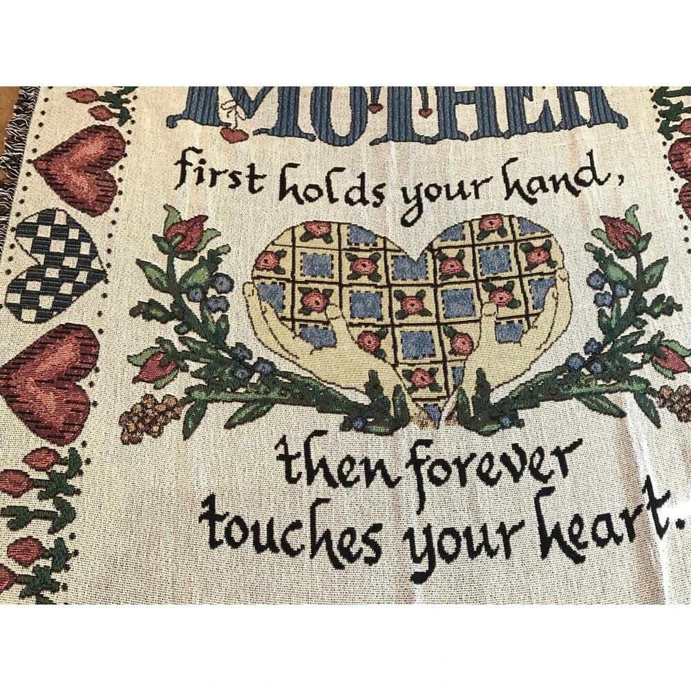 VTG Rug Barn Mother First Holds Your Hand Tapestry 60